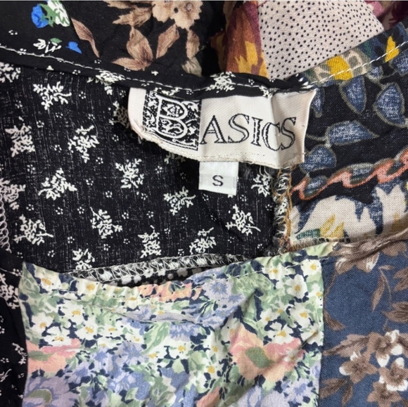 BASICS Floral Patchwork Scoop Neck Babydoll Dress VINTAGE - Picture 5 of 6